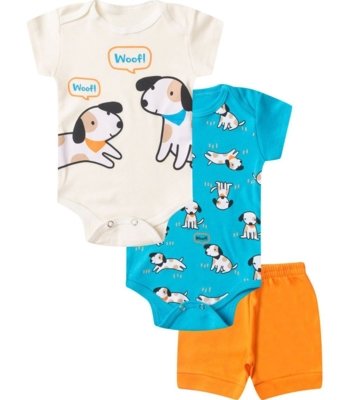 Kit Body Infantil Curto 3 Peças Select Azul