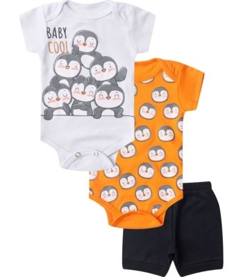 Kit Body Infantil Curto 3 Peças Select Laranja