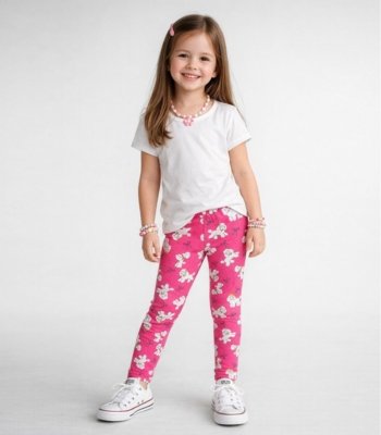 Legging Infantil Cós Com Elástico Select Rosa