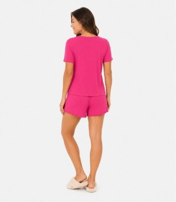 Pijama Feminino Canelado Select Rosa