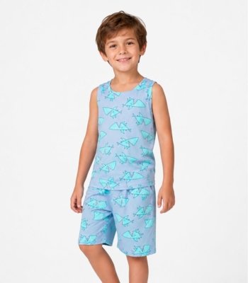 Pijama Infantil Estampado Machão e Bermuda Select Azul