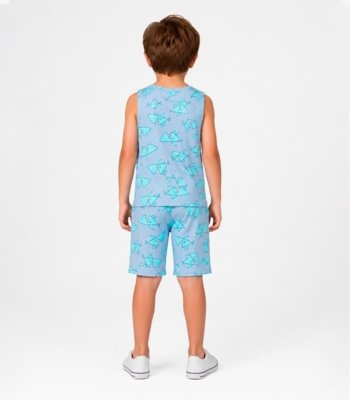 Pijama Infantil Estampado Machão e Bermuda Select Azul