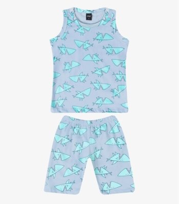 Pijama Infantil Estampado Machão e Bermuda Select Azul