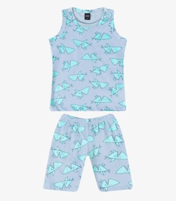 Pijama Infantil Estampado Machão e Bermuda Select Azul
