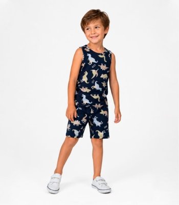 Pijama Infantil Estampado Machão e Bermuda Select Azul