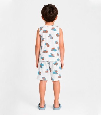 Pijama Infantil Estampado Machão e Bermuda Select Branco
