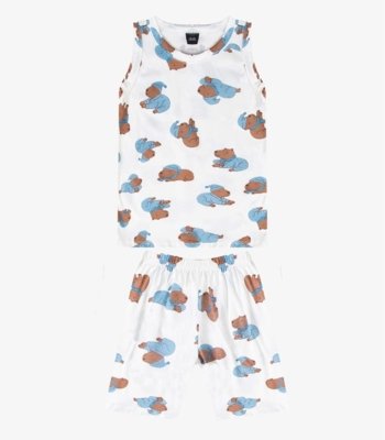 Pijama Infantil Estampado Machão e Bermuda Select Branco