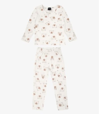 Pijama Infantil Estampado Select Bege