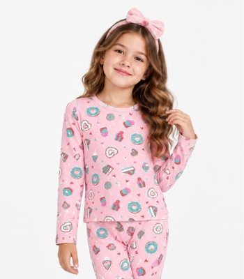 Pijama Infantil Estampado Select Rosa