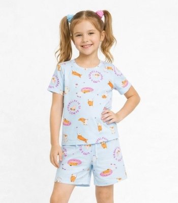Pijama Menina Infantil Estampado Select Azul
