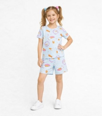 Pijama Menina Infantil Estampado Select Azul