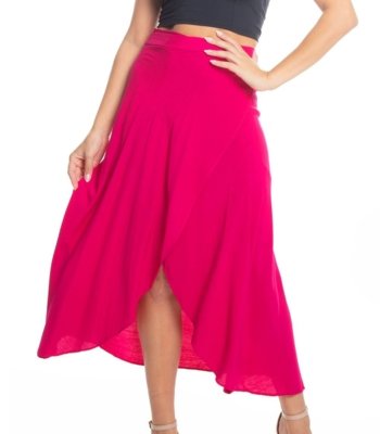 Saia Midi Amarração Envelope Select Rosa