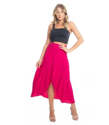 Saia Midi Amarração Envelope Select Rosa