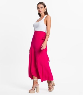 Saia Midi Amarração Envelope Select Rosa