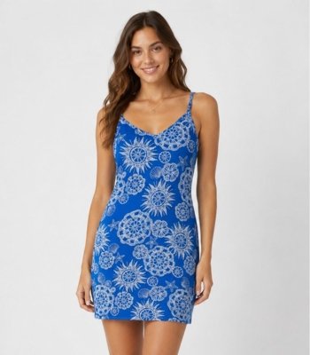 Vestido Estampado Rovitex Azul