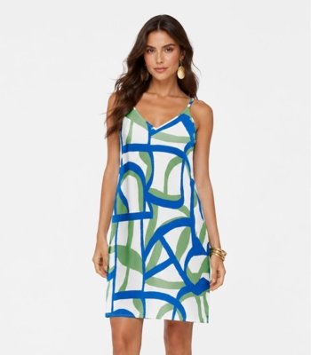 Vestido Estampado Rovitex Bege