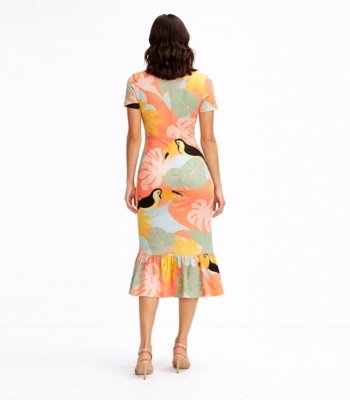 Vestido Feminino Midi Slim Em Suplex Select Rosa