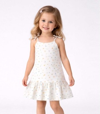 Vestido Infantil Alça Com Laço Nas Pontas Select Azul