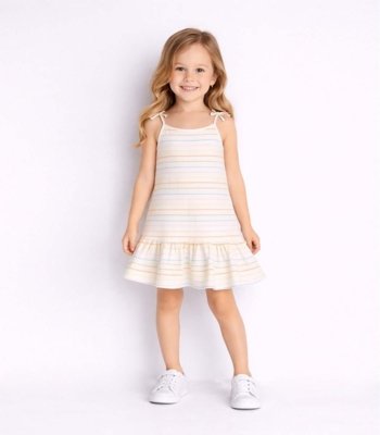 Vestido Infantil Alça Com Laço Nas Pontas Select Azul