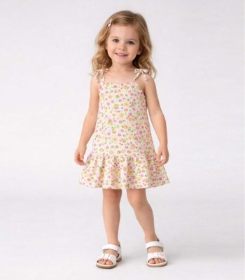 Vestido Infantil Alça Com Laço Nas Pontas Select Rosa