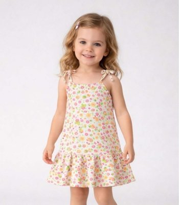 Vestido Infantil Alça Com Laço Nas Pontas Select Rosa