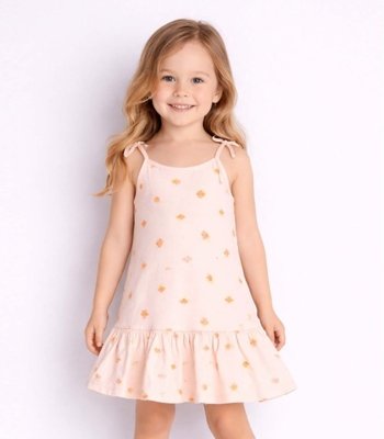 Vestido Infantil Alça Com Laço Nas Pontas Select Rosa
