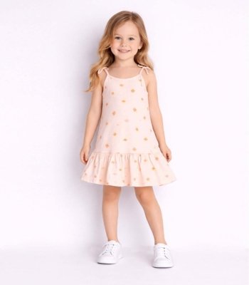 Vestido Infantil Alça Com Laço Nas Pontas Select Rosa