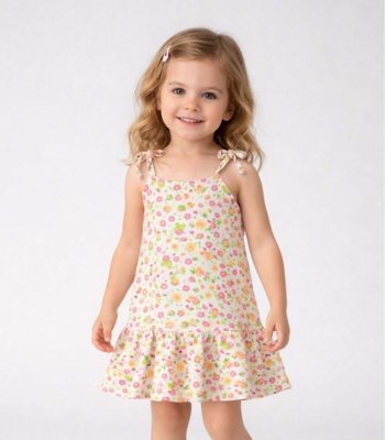 Vestido Infantil Alça Com Laço Nas Pontas Select Rosa