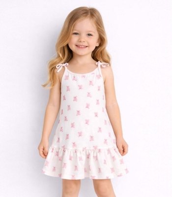Vestido Infantil Alça Com Laço Nas Pontas Select Rosa
