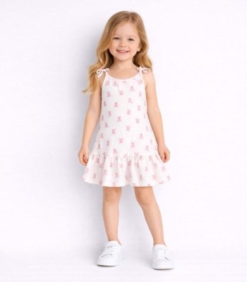 Vestido Infantil Alça Com Laço Nas Pontas Select Rosa