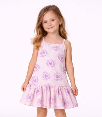 Vestido Infantil Com Alças E Babado Select Rosa