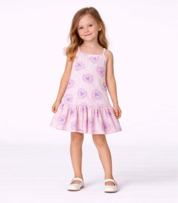Vestido Infantil Com Alças E Babado Select Rosa