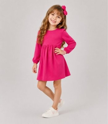 Vestido Infantil Em Molecotton Manga Longa Select Rosa