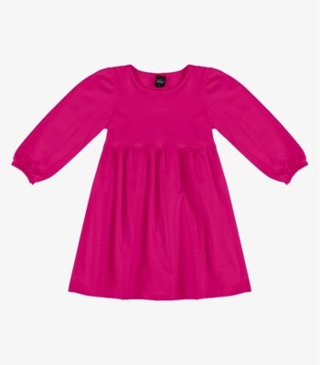 Vestido Infantil Em Molecotton Manga Longa Select Rosa