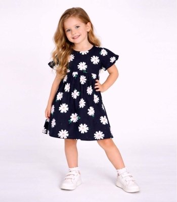 Vestido Infantil Estampado E Com Manga Gode Select Azul