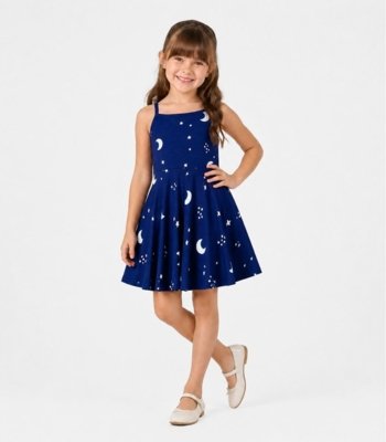 Vestido Infantil Estampado Select Azul