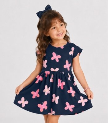 Vestido Infantil Estampado Select Azul