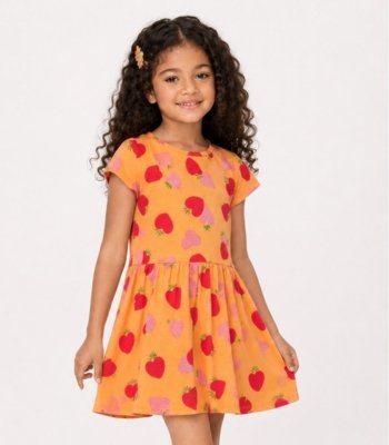 Vestido Infantil Estampado Select Laranja