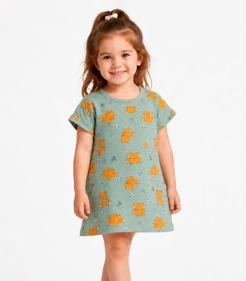 Vestido Infantil Estampado Select Verde