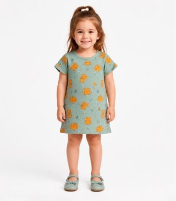 Vestido Infantil Estampado Select Verde