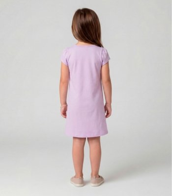 Vestido Infantil Manga Curta Estampado Select Roxo