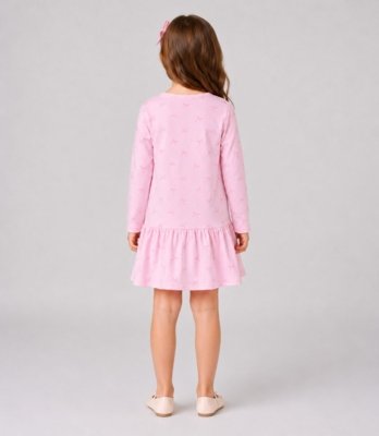 Vestido Infantil Manga Longa Estampado Select Rosa