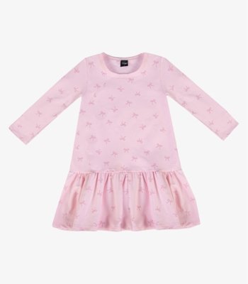 Vestido Infantil Manga Longa Estampado Select Rosa