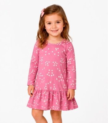 Vestido Infantil Manga Longa Estampado Select Rosa