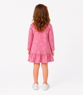 Vestido Infantil Manga Longa Estampado Select Rosa