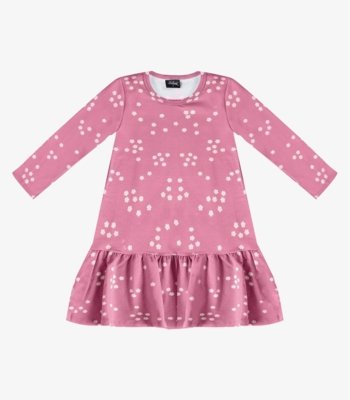 Vestido Infantil Manga Longa Estampado Select Rosa
