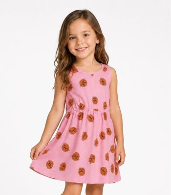 Vestido Infantil Meia Malha Estampado Select Rosa