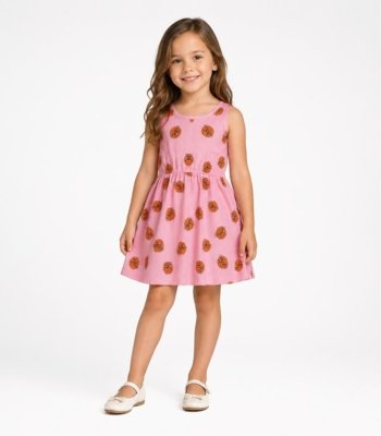 Vestido Infantil Meia Malha Estampado Select Rosa