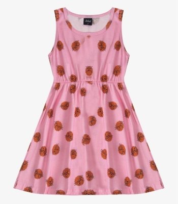 Vestido Infantil Meia Malha Estampado Select Rosa