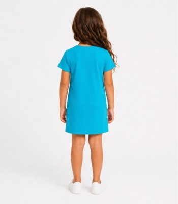 Vestido Infantil Ribana Canelada E Estampa Select Azul